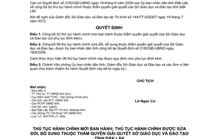 Quyết định 1640/QĐ-UBND năm 2012 công bố thủ tục hành chính thuộc thẩm quyền