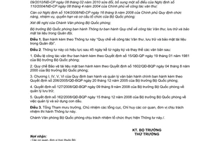 Thông tư 91/2012/TT-BQP Quy chế công tác Văn thư lưu trữ bảo mật tài liệu