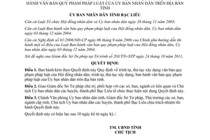 Quyết định 08/2012/QĐ-UBND Quy định trình tự thủ tục xây dựng văn bản quy phạm