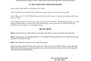 Quyết định 2381/2012/QĐ-UBND Quy định dạy học thêm