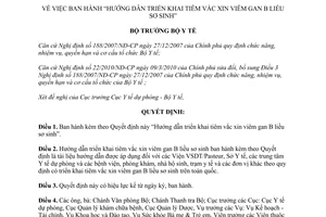 Quyết định 2620/QĐ-BYT năm 2012 hướng dẫn triển khai tiêm vắc xin viêm gan B