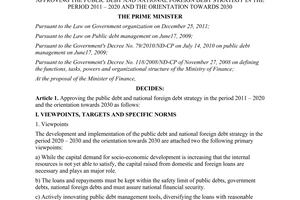 Decision No. 958/QD-TTg approving the public debt and national foreign debt