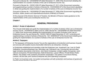 Circular No. 123/2012/TT-BTC guidance Law on Enterprise Income Tax