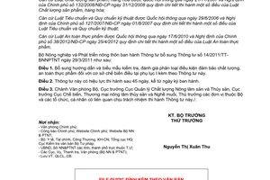 Thông tư 35/2012/TT-BNNPTNT bổ sung Thông tư 14/2011/TT-BNNPTNT