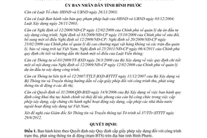 Quyết định 21/2012/QĐ-UBND giấy phép công trình trạm thu phát sóng Bình Phước