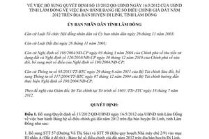 Quyết định 31/2012/QĐ-UBND bổ sung Quyết định 13/2012/QĐ-UBND Bảng hệ số