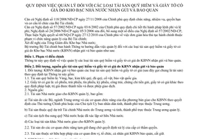 Thông tư 122/2012/TT-BTC quản lý tài sản quý hiếm và giấy tờ có giá