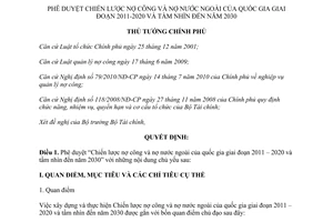 Quyết định 958/QĐ-TTg năm 2012 phê duyệt Chiến lược nợ công nợ nước ngoài