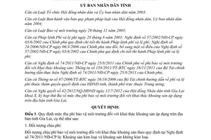 Quyết định 13/2012/QĐ-UBND phí bảo vệ môi trường đối với khai thác KS Gia Lai