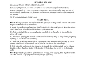 Quyết định 46/2012/QĐ-UBND bổ sung tỷ lệ phân chia các khoản thu giữa ngân sách các cấp Bắc Ninh