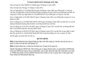 Quyết định 11/2012/QĐ-UBND Quy chế mẫu công tác văn thư lưu trữ của cơ quan
