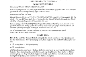 Quyết định 17/2012/QĐ-UBND Quy định chế độ dinh dưỡng đặc thù đối với huấn luyện