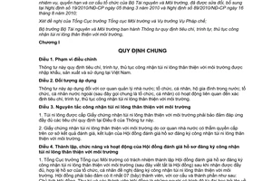 Thông tư 07/2012/TT-BTNMT quy định tiêu chí trình tự thủ tục công nhận