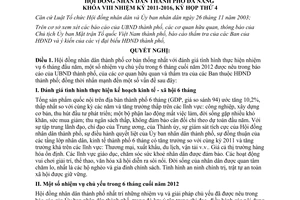 Nghị quyết 26/2012/NQ-HĐND  nhiệm vụ 6 tháng cối năm 2012