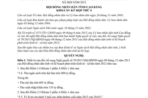 Nghị quyết 06/2012/NQ-HĐND sửa đổi Nghị quyết 70/2011/NQ-HĐND tỉnh Cao Bằng