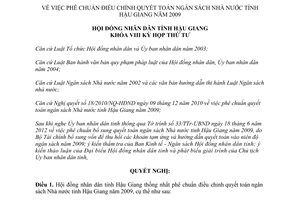 Nghị quyết 11/2012/NQ-HĐND quyết toán ngân sách Nhà nước Hậu Giang 2009