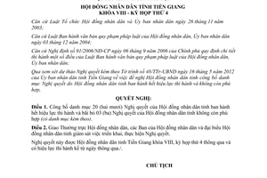 Nghị quyết 31/NQ-HĐND năm 2012 danh mục Nghị quyết hết hiệu lực Tiền Giang