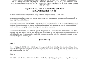 Nghị quyết 06/NQ-HĐND 2012 bãi bỏ 07/2008/NQ-HĐND mức chi xây dựng văn bản pháp luật Cần Thơ