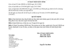 Quyết định 17/2012/QĐ-UBND Quy định trách nhiệm quản lý nhà nước