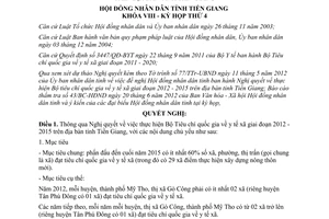 Nghị quyết 27/2012/NQ-HĐND thực hiện Bộ Tiêu chí quốc gia về y tế xã giai đoạn