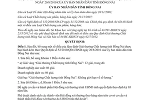 Quyết định 39/2012/QĐ-UBND sửa đổi Quy định Giải thưởng Chất lượng