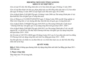 Nghị quyết 20/NQ-HĐND Chương trình xây dựng nông thôn mới tỉnh Cao Bằng