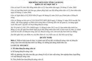 Nghị quyết 21/2012/NQ-HĐND kiện toàn tổ chức và hỗ trợ khuyến nông tại Cao Bằng