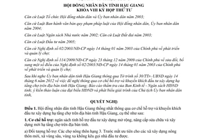 Nghị quyết 16/2012/NQ-HĐND khuyến khích đầu tư xây dựng hạ tầng chợ Hậu Giang