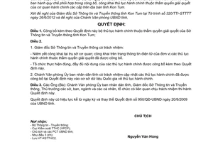 Quyết định 310/QĐ-CT năm 2012 thủ tục hành chính Sở thông tin truyền thông Kon Tum