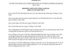 Nghị quyết 19/2012/NQ-HĐND xây dựng lực luợng dân quân tự vệ giai đoạn 2012-2105 Cao Bằng