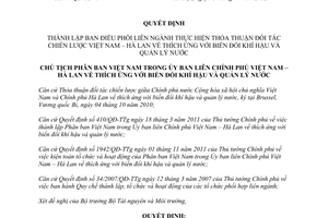 Quyết định 74/QĐ-PBVN năm 2012 thành lập Ban điều phối liên ngành