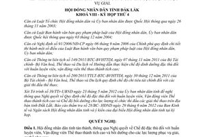 Nghị quyết 58/2012/NQ-HĐND chế độ đối với huấn luyện viên vận động viên Đắk Lắk