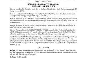 Nghị quyết 51/2012/NQ-HĐND chi rà soát hệ thống hóa văn bản Đắk Lắk