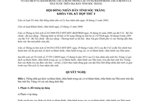 Nghị quyết 13/2012/NQ-HĐND giá dịch vụ khám chữa bệnh cơ sở khám chữa bệnh Nhà nước Sóc Trăng