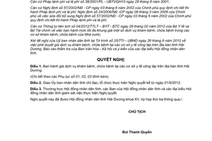 Nghị quyết 33/2012/NQ-HĐND giá dịch vụ khám chữa bệnh tại cơ sở y tế công lập