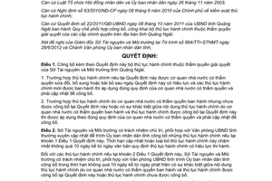 Quyết định 111/QĐ-UBND năm 2012 công bố thủ tục hành chính thuộc thẩm quyền