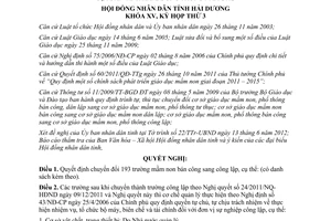 Nghị quyết 36/2012/NQ-HĐND chuyển đổi toàn bộ trường mầm non bán công sang công