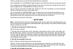 Quyết định 2818/QĐ-BGDĐT năm 2012 sửa đổi Quy chế hoạt động công tác văn thư
