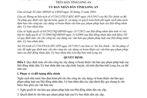 Quyết định 36/2012/QĐ-UBND mức chi công tác văn bản quy phạm pháp luật Long An