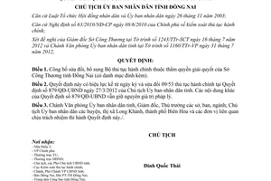 Quyết định 2096/QĐ-UBND 2012 sửa đổi thủ tục hành chính Sở Công Thương Đồng Nai