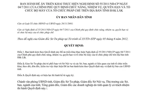 Quyết định 1712/QĐ-UBND năm 2012 Đề án triển khai Nghị định 55/2011/NĐ-CP