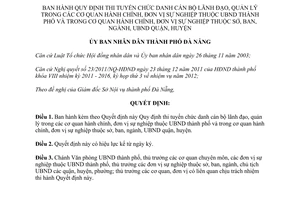 Quyết định 6221/QĐ-UBND 2012 thi tuyển chức danh cán bộ cơ quan hành chính Đà Nẵng