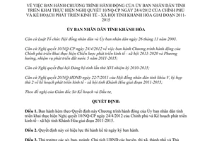 Quyết định 1875/QĐ-UBND năm 2012 Chương trình hành động của Ủy ban nhân dân