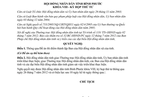 Nghị quyết 03/2012/NQ-HĐND thông qua đề án thí điểm thành lập Ban của HĐND