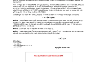 Quyết định 1836/QĐ-UBND năm 2012 công bố TTHC áp dụng tại cấp phường
