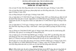 Nghị quyết 07/2012/NQ-HĐND điều chỉnh mức thu phí sử dụng đường bộ Bình Phước
