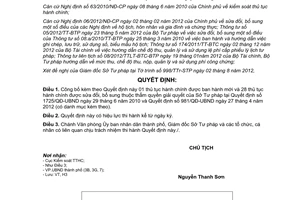 Quyết định 1834/QĐ-UBND năm 2012 công bố thủ tục hành chính của Sở Tư pháp