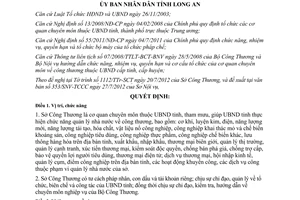 Quyết định 41/2012/QĐ-UBND chức năng nhiệm vụ cơ cấu Sở Công Thương tỉnh Long An