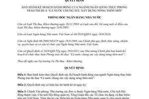 Quyết định 1555/QĐ-NHNN 2012 Kế hoạch hành động ngành Ngân hàng thực hiện Phong trào thi đua