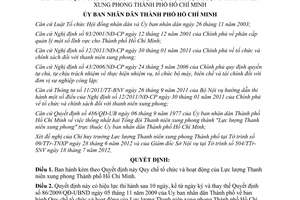 Quyết định 35/2012/QĐ-UBND Quy chế tổ chức hoạt động của Lực lượng Thanh niên